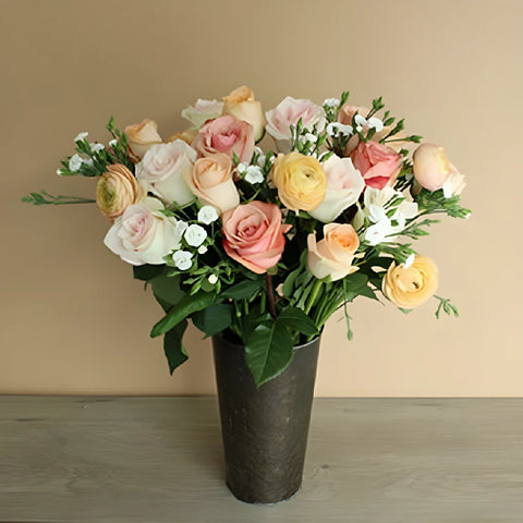 Yellow Valentines Day Flower Bouquet Vase - Image