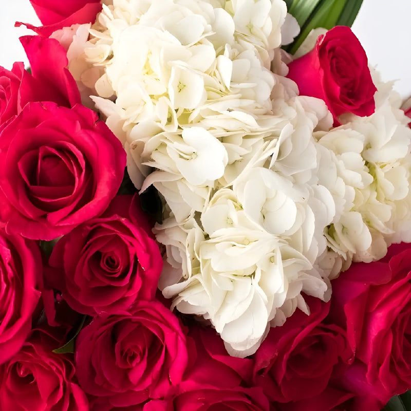Yours Truly Heart Shaped White Flower Arrangement Close Up - Image