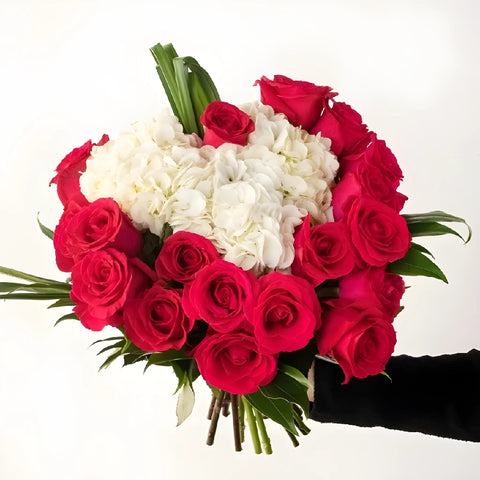 Yours Truly Heart Shaped White Flower Arrangement Hand - Image