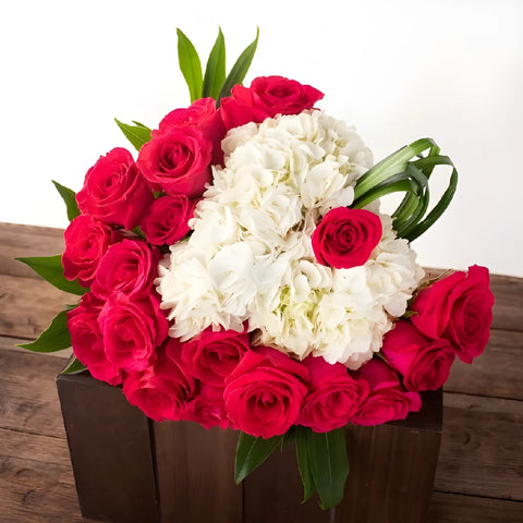 Yours Truly Heart Shaped White Flower Arrangement Vase - Image