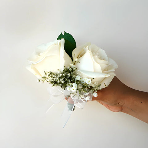 Classic Ivory Rose Boutonniere and Corsage Pack
