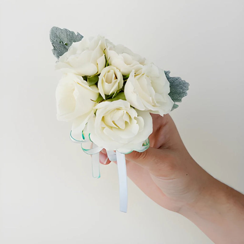 Vintage White Spray Rose Boutonniere and Corsage Pack