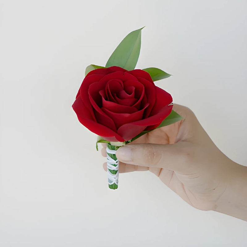 Modern Red Rose Boutonniere and Corsage Pack