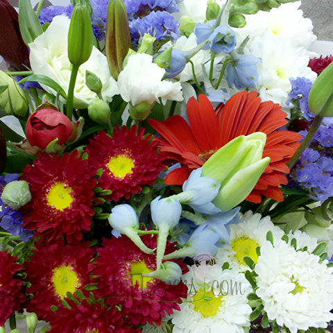 Red, White, and Blue Independence Flower Bouquet