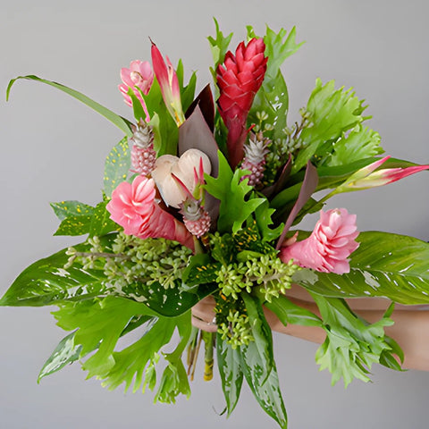 Pink Tropical DIY Flower arrangement In a Hand