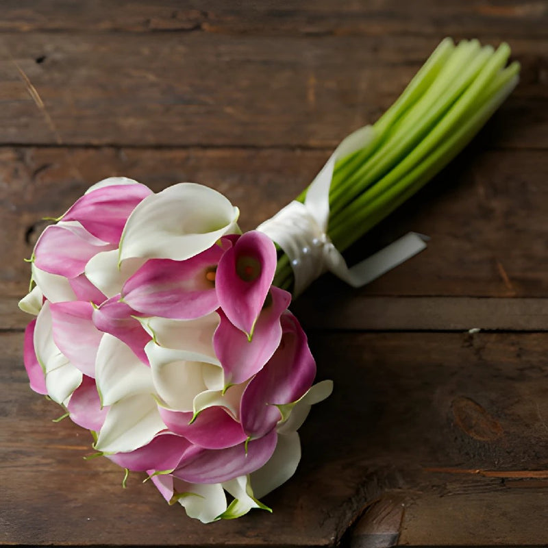 Buy Wholesale Pink and White Mini Calla Bouquet in Bulk - FiftyFlowers