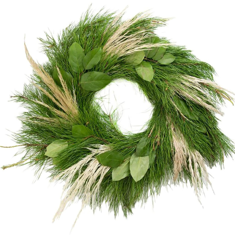 Sleigh Ride Greenery wreath close up