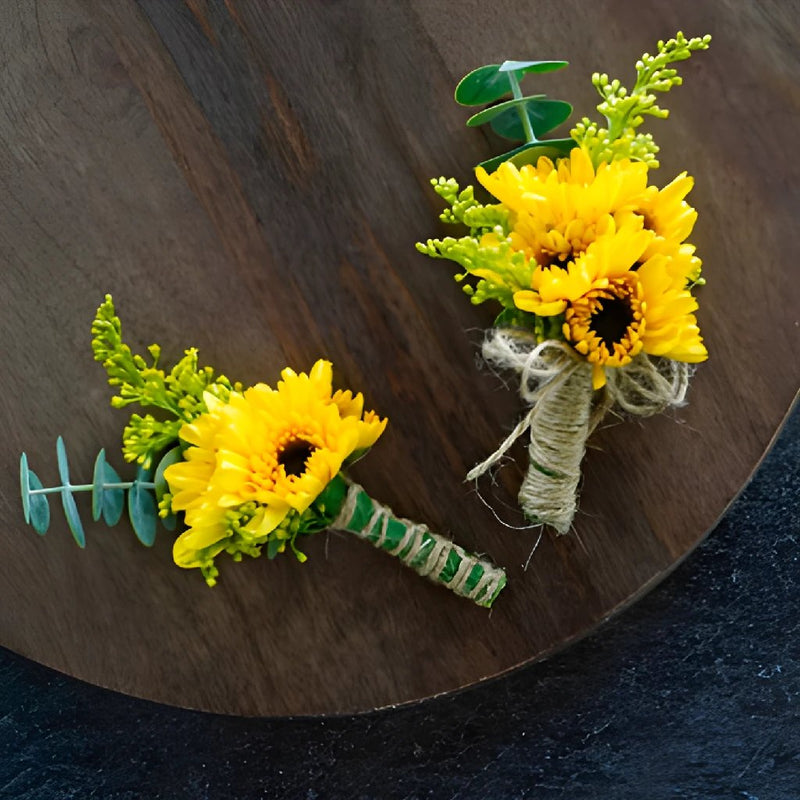 Rustic Sunflower Boutonniere and Corsage Pack