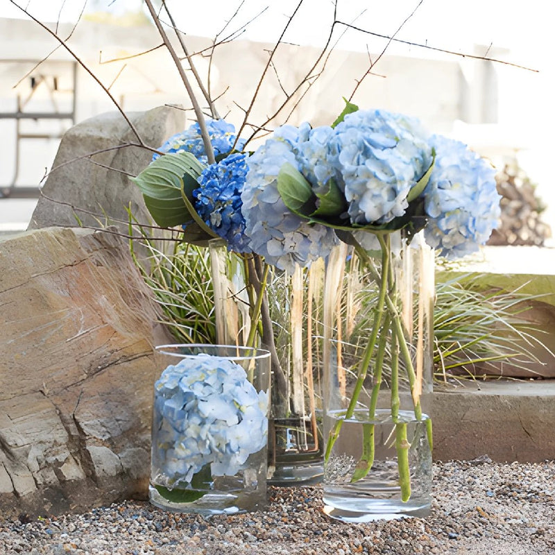 Blue Hydrangea Wholesale Flower Trio In a vase
