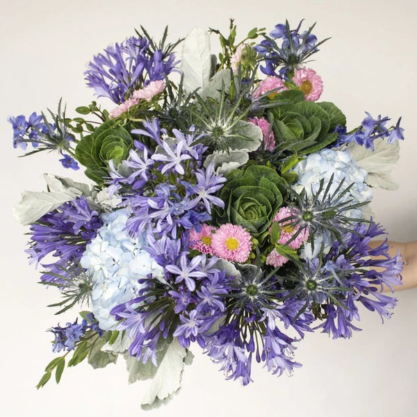 Dry Flower Bouquet Wedding / Blue Thistle Meadow Bridal Bouquet