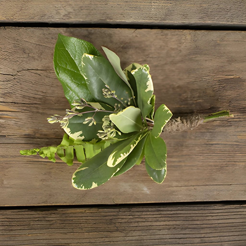 Waves of Love Tropical Greenery Bouquet and Boutonniere