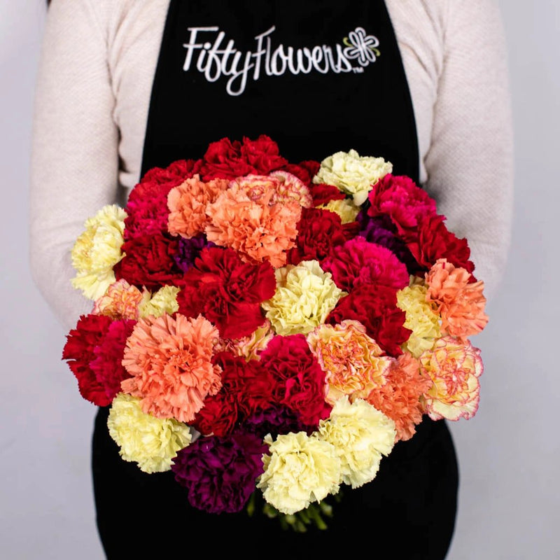 Bright Carnations Flower Bouquet in Hand