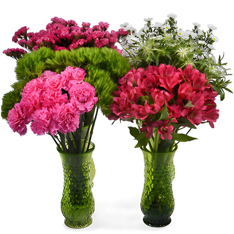 Bright Pink Textured Filler DIY Flower Kit In a Vase