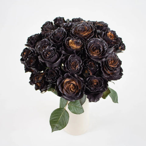 Brown And Black Espresso Tinted Rose Flower Bunch in Vase