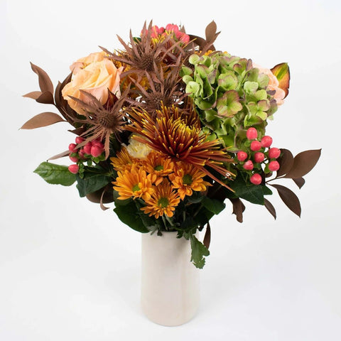 Brown-Bronze Flower Centerpiece Bunch in Vase