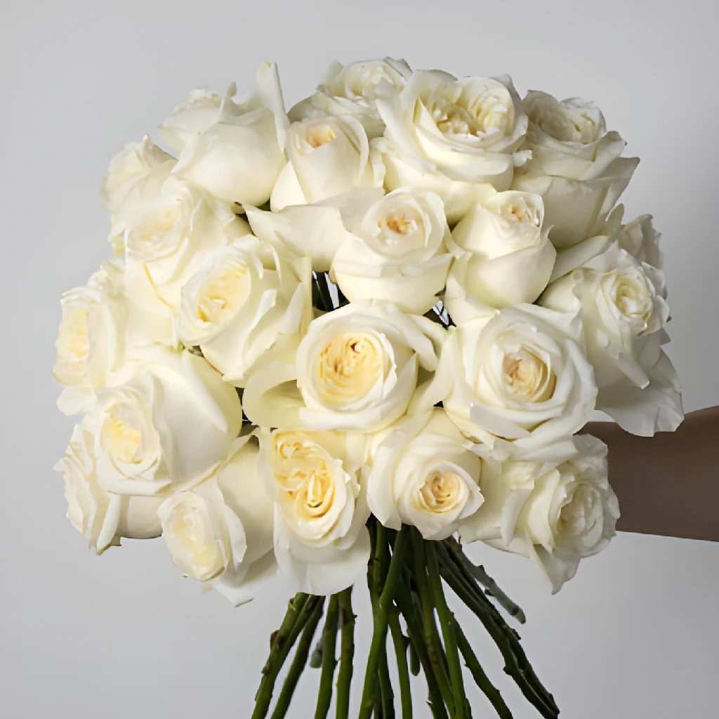 White Candlelight Rose Bouquet