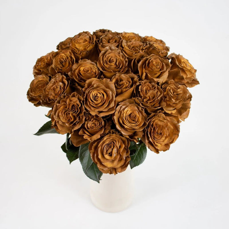 Caramel Machiatto Tinted Rose Flower Bunch in Vase