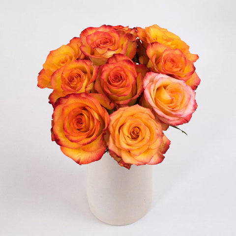 Circus Yellow And Red Rose Flower Bunch in Vase