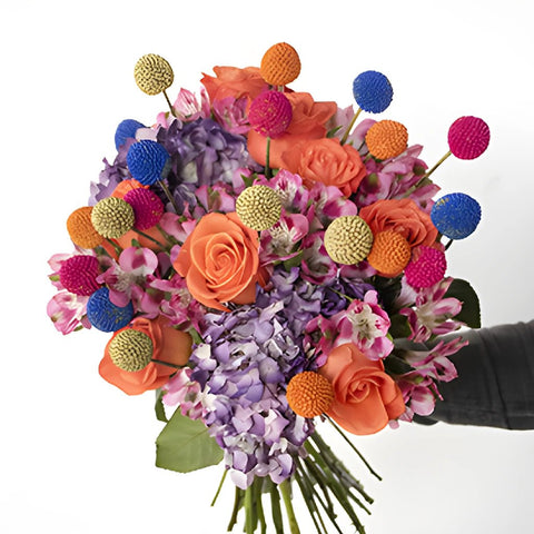 Silly Jester Orange and Pink Flower Bouquet