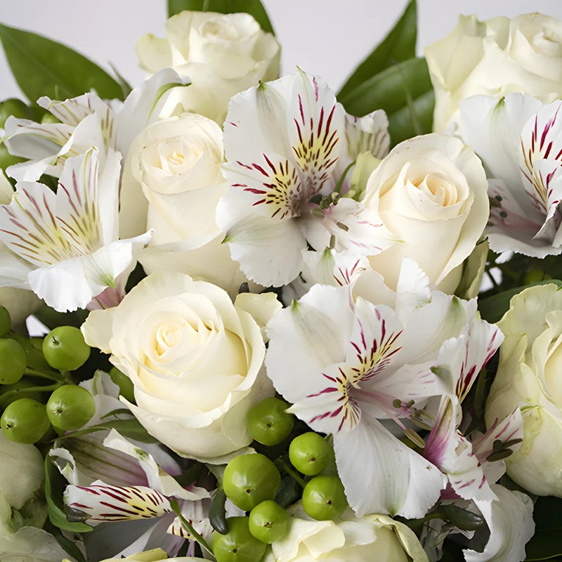 Creamy White Flower Bouquet Up Close