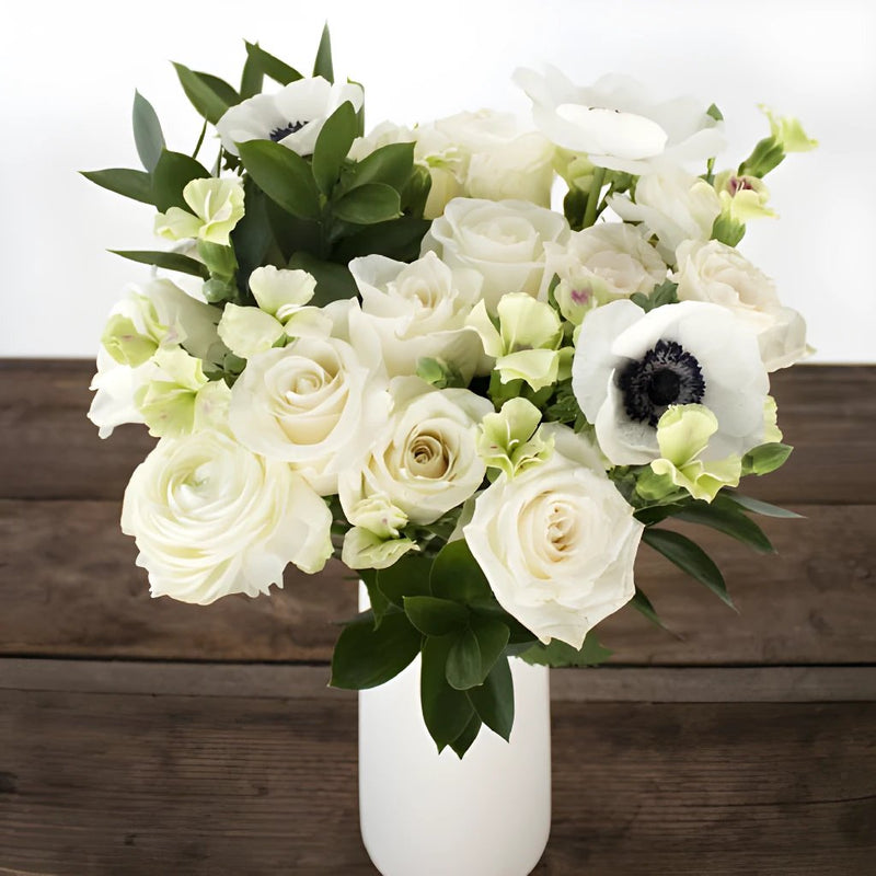 Dainty Pearl White Flower Bunch in Vase