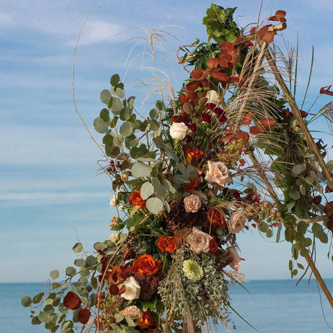 DIY Flower Arch Triangle Beach Wedding Flowers