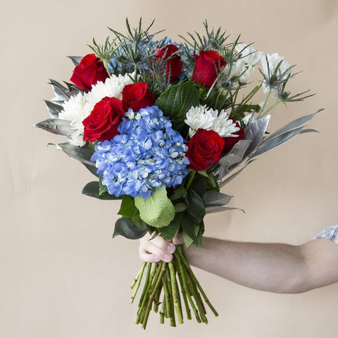 Fourth of July Flower Bouquet in Hand