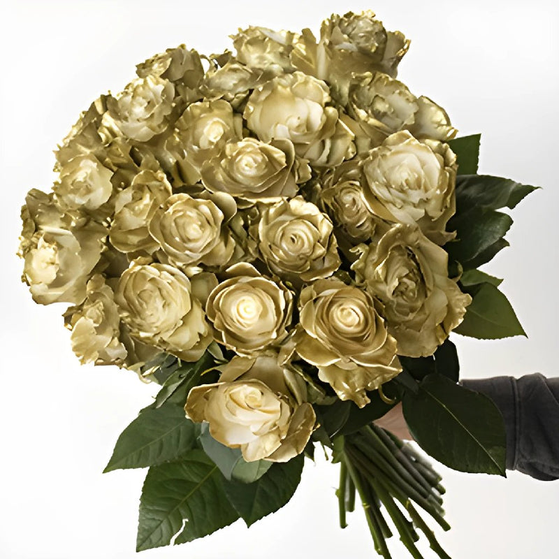 White Rose Bouquet with Gold Glitter 6-Stem