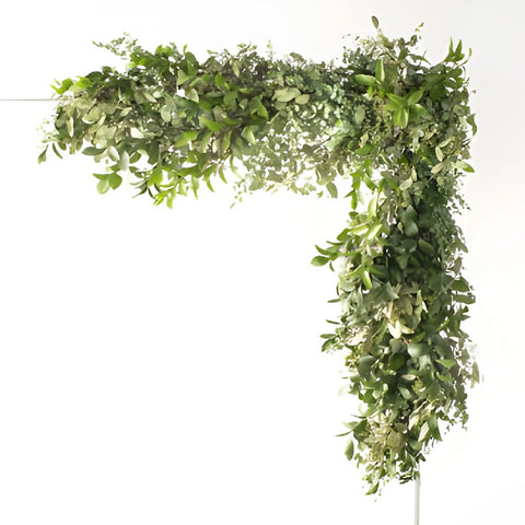 Picturesque Ruscus and Seeded Eucalyptus Wedding Arch Piece