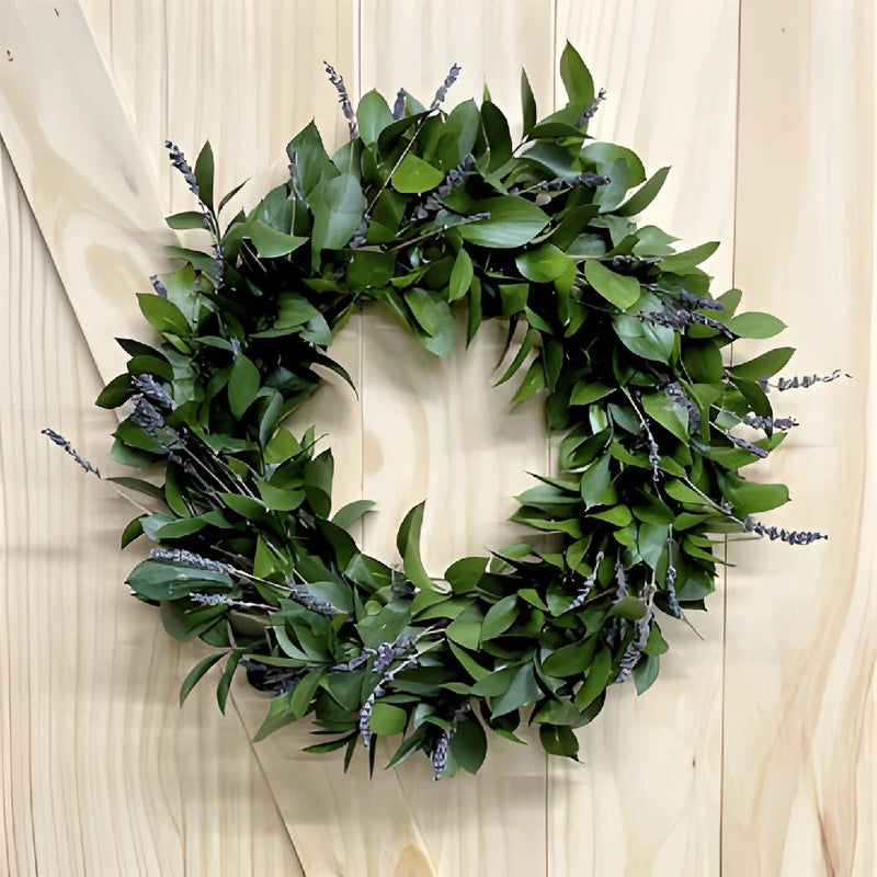Loving Lavender Greenery wreath close up