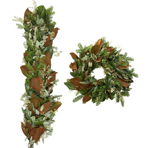 Magnolia Woods Wreath and Garland Combo Flatlay