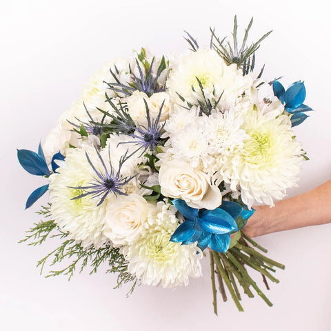 Bright and Festive White Cremon Flower Bouquet