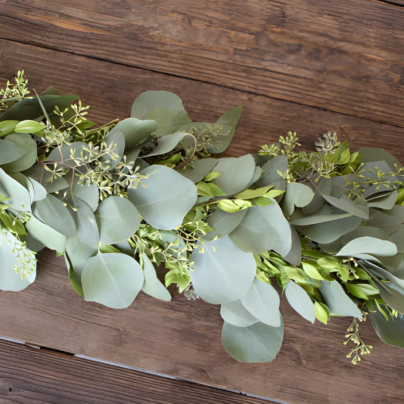 Silver Dollar Seeded Eucalyptus and Myrtle Garland