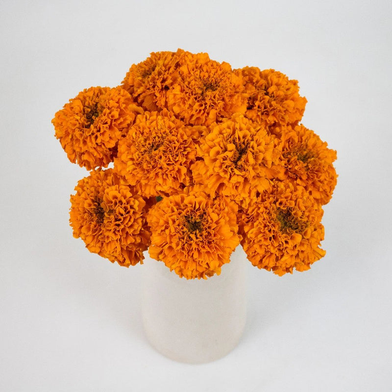 Orange Marigold Flower Bunch in Vase