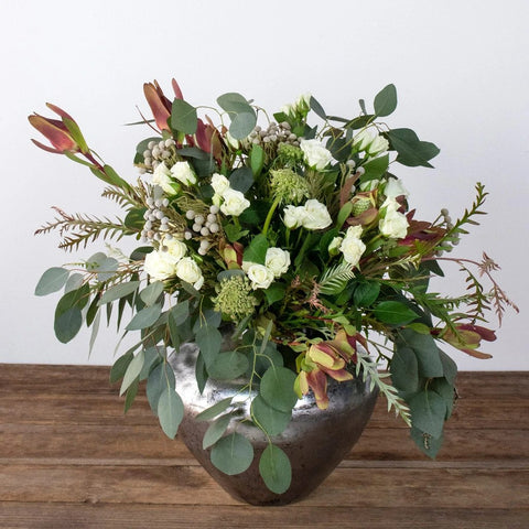 Oxblood and Sage Flower Bunch in Vase