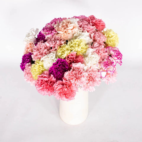 Pastel Carnations Flower Bunch in Vase