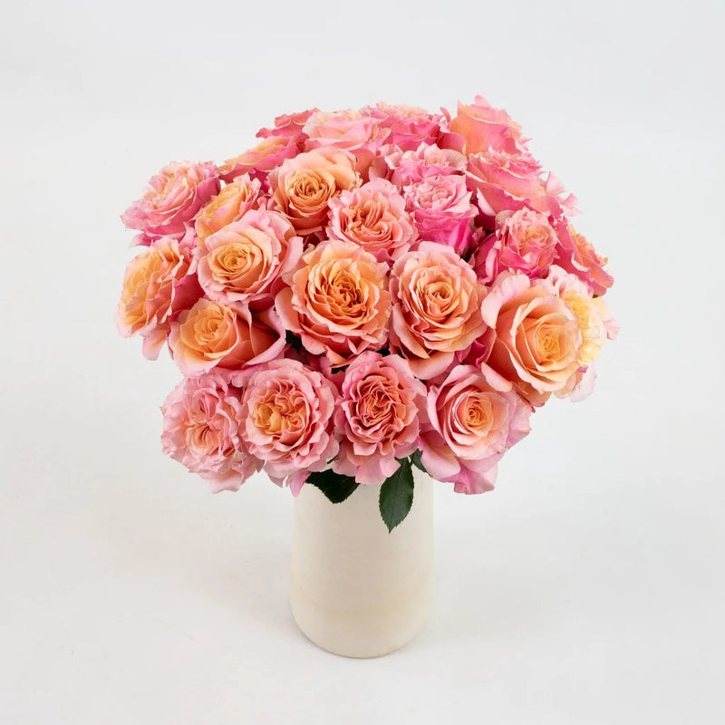 Peach Peony Rose Flower Bunch in Vase