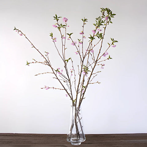 Pink Almond Flower Branches In a Vase