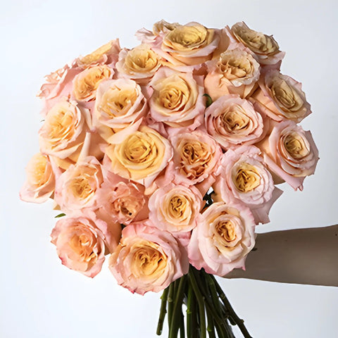 Peach roses DIY wedding flowers