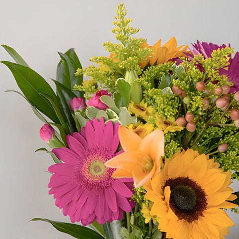 Hot Pink, Orange and Yellow Bridal Flower Centerpieces