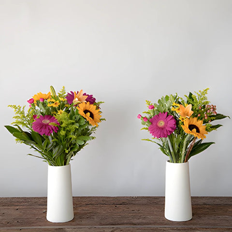 Hot Pink, Orange and Yellow Bridal Flower Centerpieces