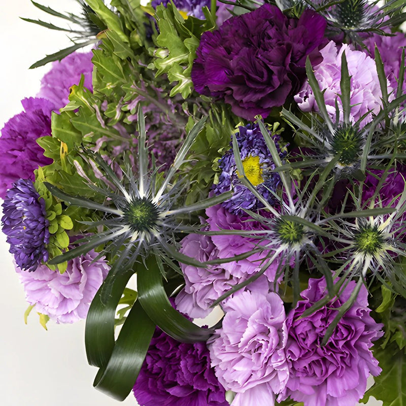 Prickly Purple Flower Bouquet Up Close