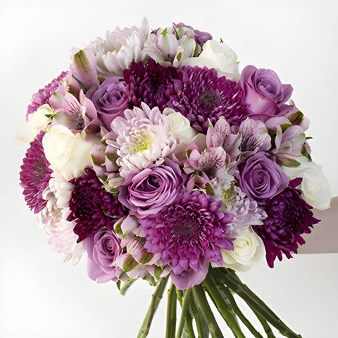purple cremon and roses diy wedding flowers