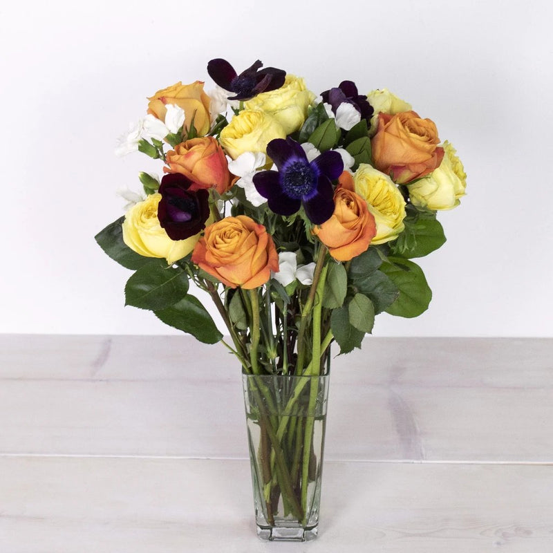 Purple and Orange Wholesale Flower Bouquet In a Vase