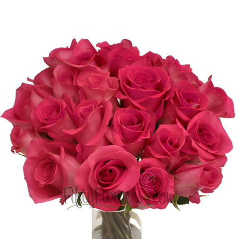 Ravel Hot Pink Wholesale Roses in a Vase