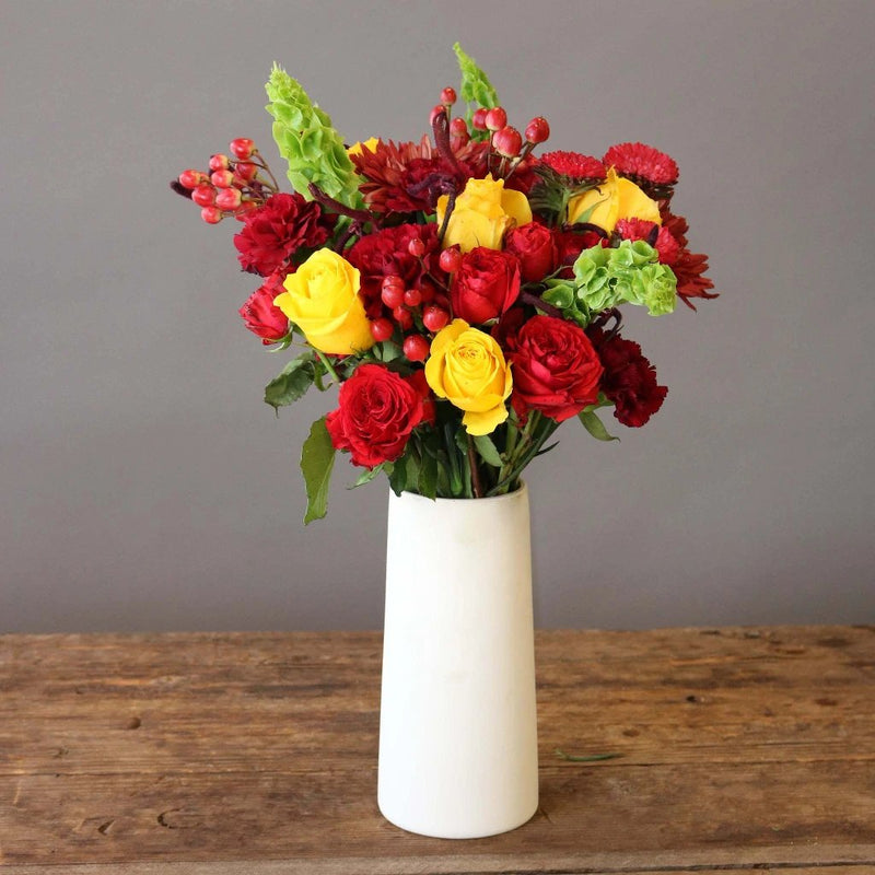 Crimson Sun Flower Arrangement in Vase
