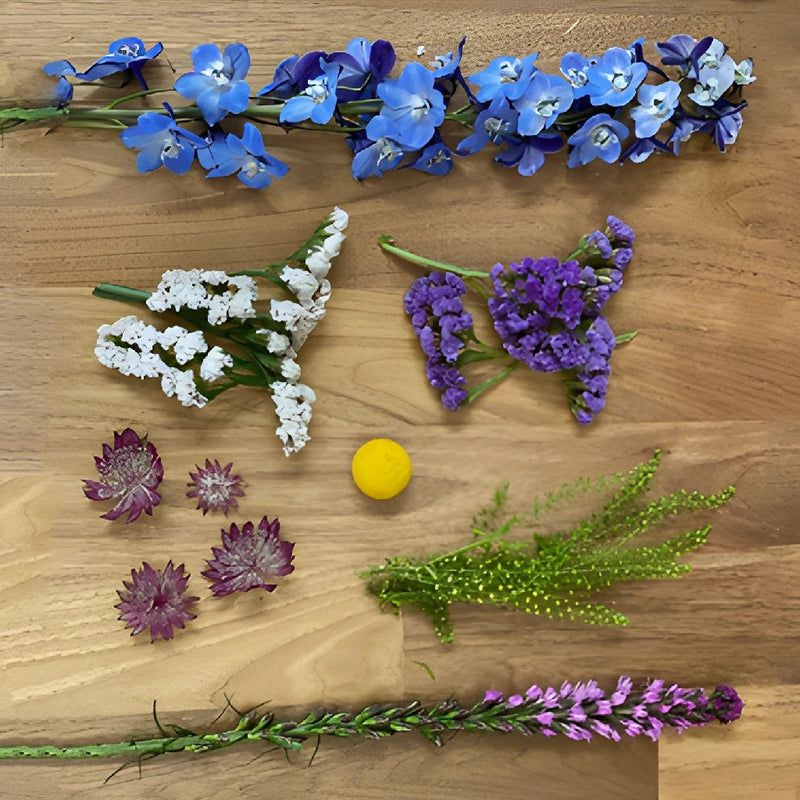 Roadside Early Morning Purple Wildflower DIY Flower Kit Flatlay