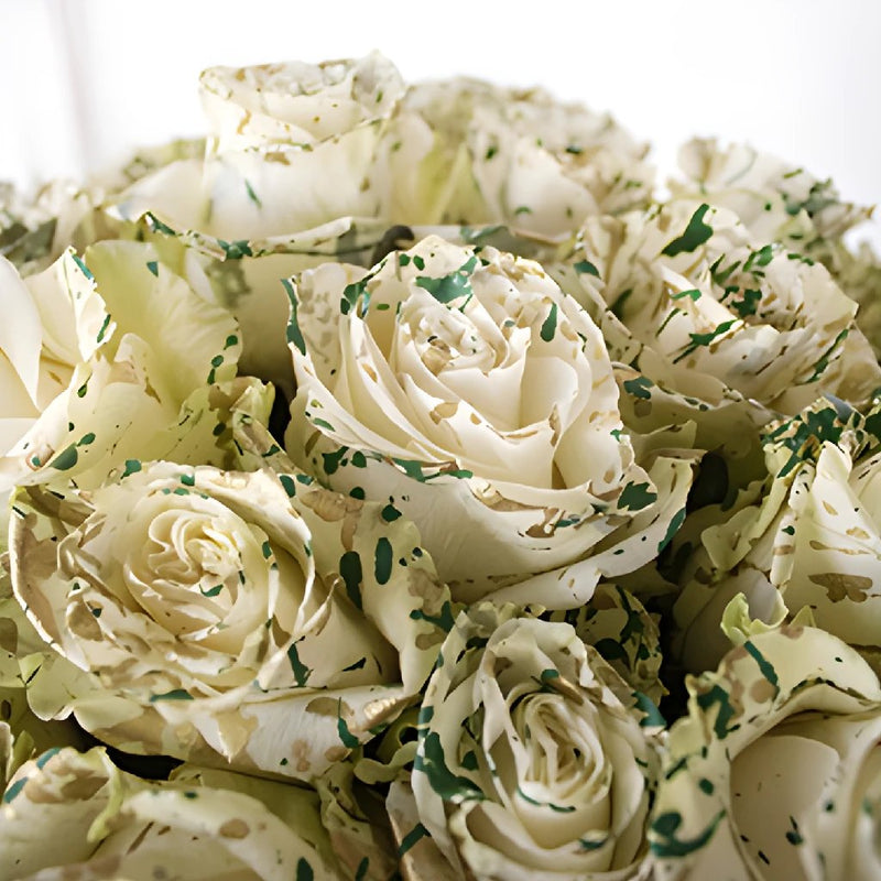 Polka Dot Green and White Rose Bouquet