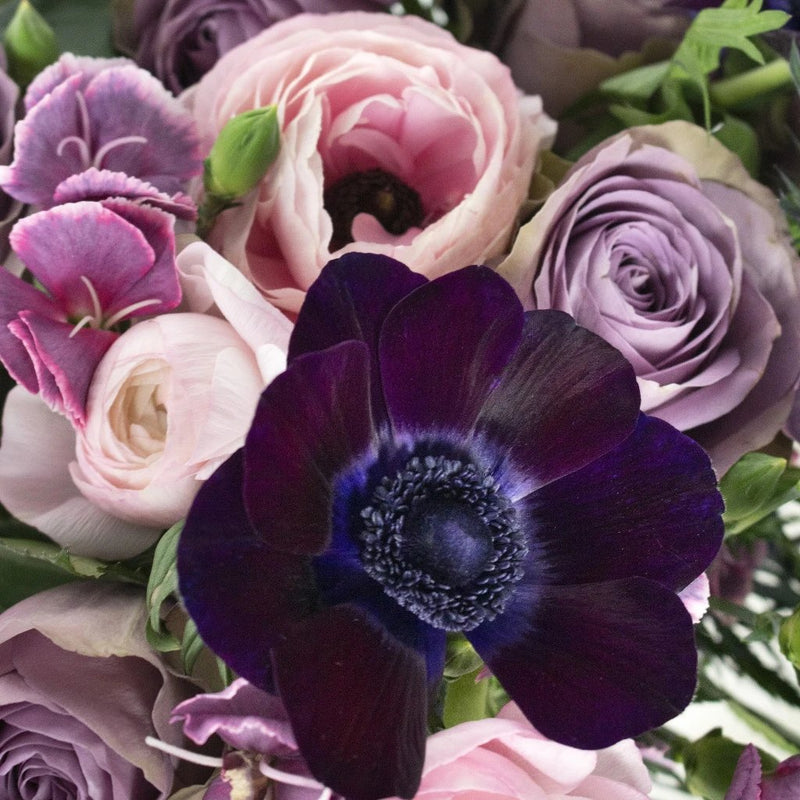 Stylish Purple Wholesale Flower Bouquet Up Close
