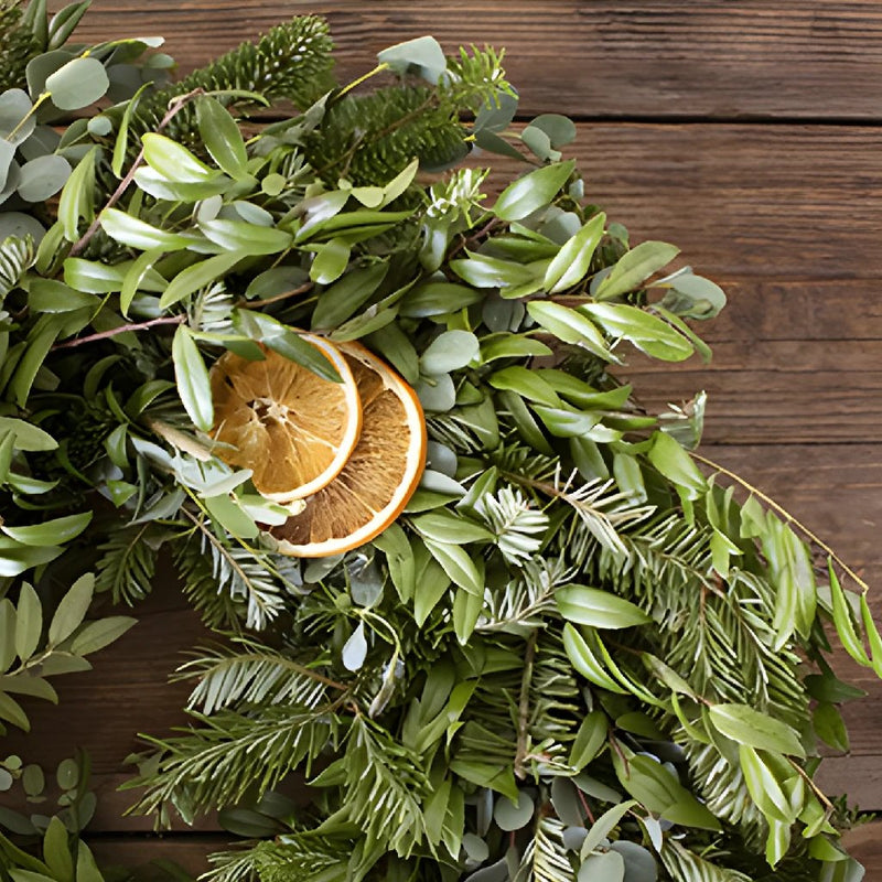 Sunny in Florida greenery mix wreath laid out